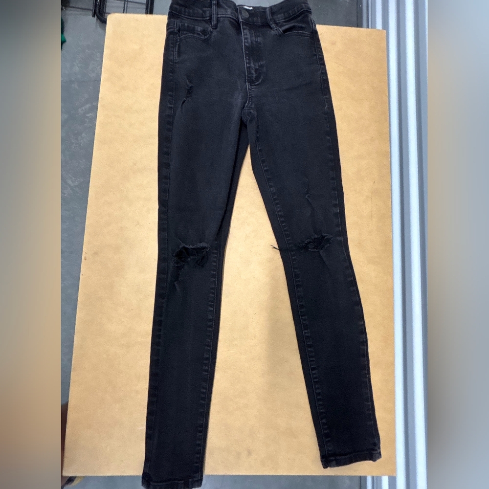Garage Black Ultra High Waist Distressed Ripped Skinny Jeans